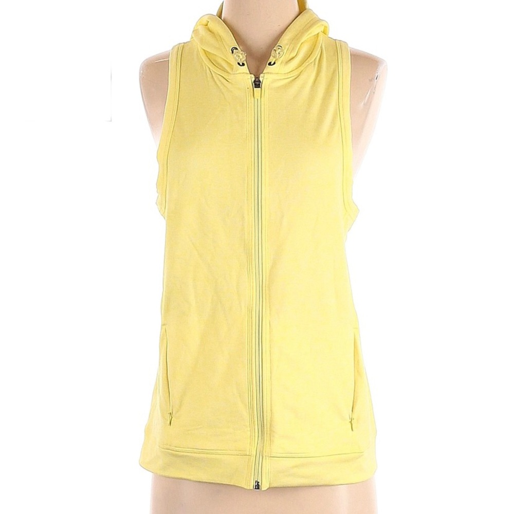 Sweaty Betty yellow Sleeveless Hoodie Running Jacket Size Medium